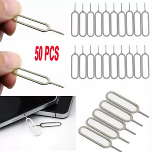 50PCS Eject Sim Card Tray Remover Pins Needle Key Tools for cell Phone iPad - Picture 1 of 12