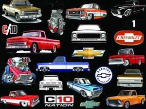 22 individual Cut 60's 70's Chevrolet C10 Chevy GMC C/10 stickers Ver A X 4 pack - Picture 1 of 14
