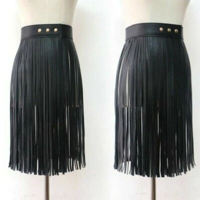 Gotischer Punk Troddel Gürtel Korsett Kunstleder Lang Fransen Bund Verstellbar - Bild 1 von 4