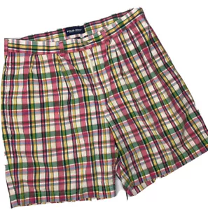 Vintage Polo Ralph Lauren Golf Shorts Plaid Multicolor Retro Men Sz 36 Cotton - Picture 1 of 8