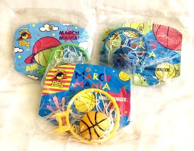 🌷Lot 3 Rare 1997 Whataburger Kids Meal Toy MARCH MANIA Basketball SEALED New - Image 1 of 4