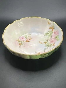 H&C L France Limoges Floral Small Bowl w/ Gold Trim Signed - Picture 1 of 5