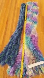 2 Hand Knit Scarfs Multicolor Yarn Colors Woven Long 6 ft and 2 yards - Picture 1 of 2