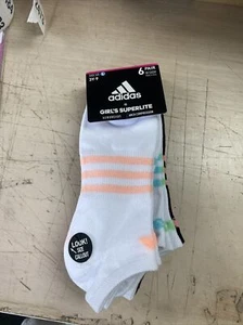 Adidas Youth Kids-Girl's Superlite No Show Socks 6-Pack 3Y-9 - Picture 1 of 5