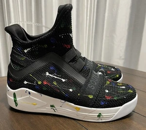 New With Small Blemish  SKYTRACK Mesh Knit Spray High Top Black/White Mens 8 - Picture 1 of 7