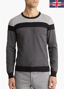 SOUL OF LONDON NWT $138 COLORBLOCK COTTON GREY SWEATER. SZ L - Picture 1 of 8