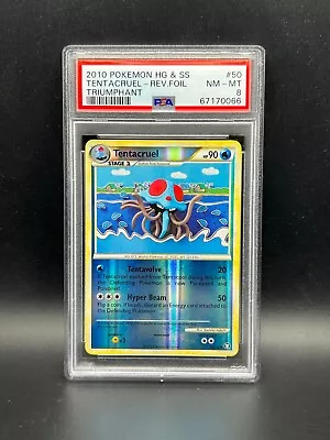 Pokemon PSA 8 NM-MT Tentacruel 50/102 HGSS Triumphant Reverse Holo 2010 S#0066 - Image 1 of 2