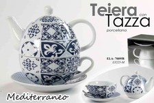 TEIERA THE + TAZZA + PIATTO TE Tè PORCELLANA MEDITERRANEO COLOR ASSOR ELA 700958