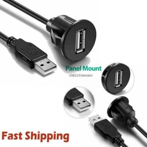 USB AUX Flush Panel Mount Extension Cable Male to Female for Car Truck Boat - Picture 1 of 24