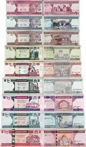 Afganistán - Juego completo 9 piezas 1+2+5+10+20+50+100+500+1000 Afghani Pick 64-77 UNC - Imagen 1 de 1