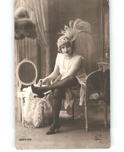 Foto original de mujer desnuda erótica francesa de los años 20 RPPC con impresión plateada - Imagen 1 de 2