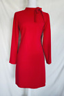 Calvin Klein Long Sleeve Bow Neck Women's Sheath Dress Size 6 Knee Length Red