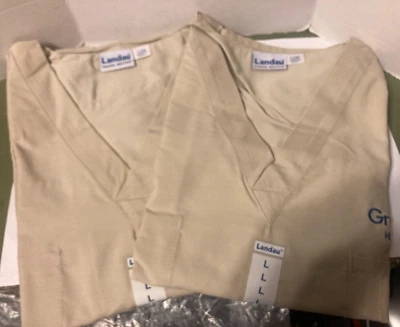 2 NUEVAS Blusa Médica Landau Unisex Manga Cuello en V, Estilo 7502 TAN Foto 1 de 4