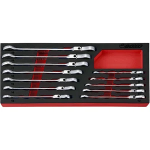 Flex-Head Ratcheting Spanner Set 12 Piece In EVA Foam BOXO BX022-R2 - Picture 1 of 2