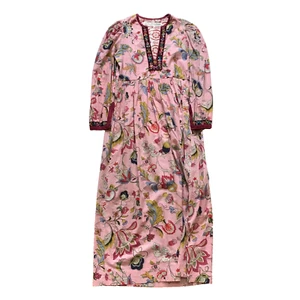 Alix of Bohemia Winifred Maxi Dress Womens Medium Pink Cherry Blossom V-Neck - Picture 1 of 12