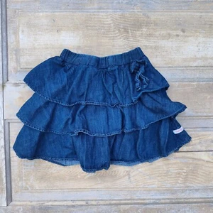 Blue Denim Ruffle Skirt Western Boho Casual School Ruffle Butts Size 8 - Picture 1 of 5