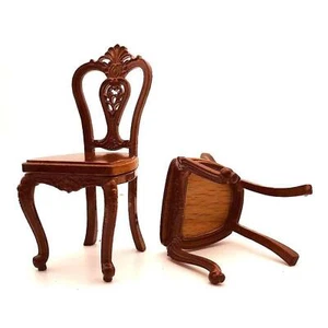 Silla de comedor miniatura de madera y aleación a escala 1:12 muebles vintage para casa de muñecas - Imagen 1 de 9