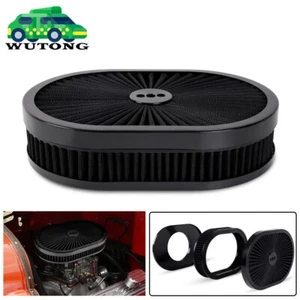12''x2'' Washable Oval Filter Flow Air Cleaner Kit For 5-1/8" Opening Carb Inlet - Picture 1 of 12