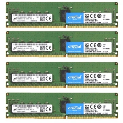 Crucial 64GB (4X 16GB) DDR4 2933MHz PC4-23400 ECC Registered Ram CT16G4RFD8293 - Image 1 of 4