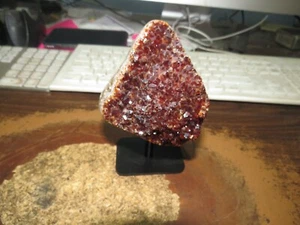 LG. DARK CITRINE CRYSTAL CLUSTER GEODE FROM BRAZIL CATHEDRAL W'STEEL STAND  - Picture 1 of 5