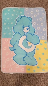 Vintage Care Bears Bedtime Bear Luxe Überwurf rosa gelb blau Baby 30" x 42" - Bild 1 von 4