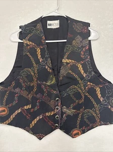 RUSS Mens Signature Classic Jacquard Dress Suit Vest Tassel Print Vintage Medium - Picture 1 of 4