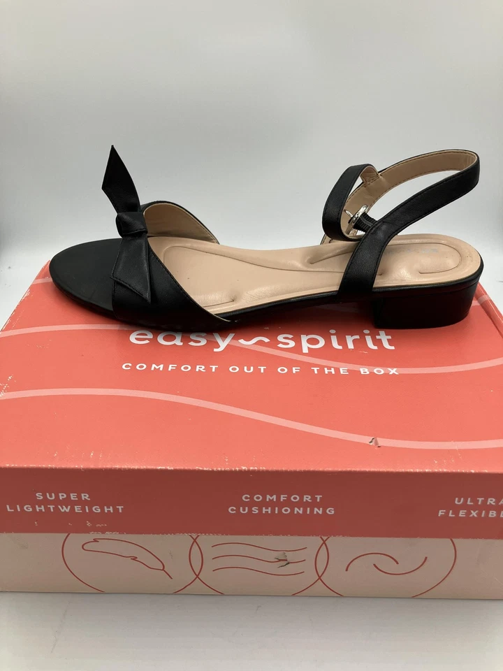 Easy Spirit Zapatos Mujer Talla 11W Negro Ginov Sandalias Con Cordones Cómodas Anchas Foto 1 de 4