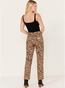 Pantalones de mezclilla rectos Wrangler Wild West 603 para mujer 26 estampado de ronroneo marrón negro - Imagen 1 de 11