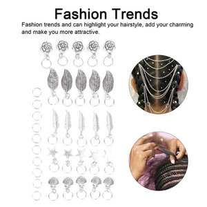 Leaf Shell Star Pattern Dreadlocks Hair Rings Braiding Hair Rings Hair Decor CUT - Picture 1 of 22