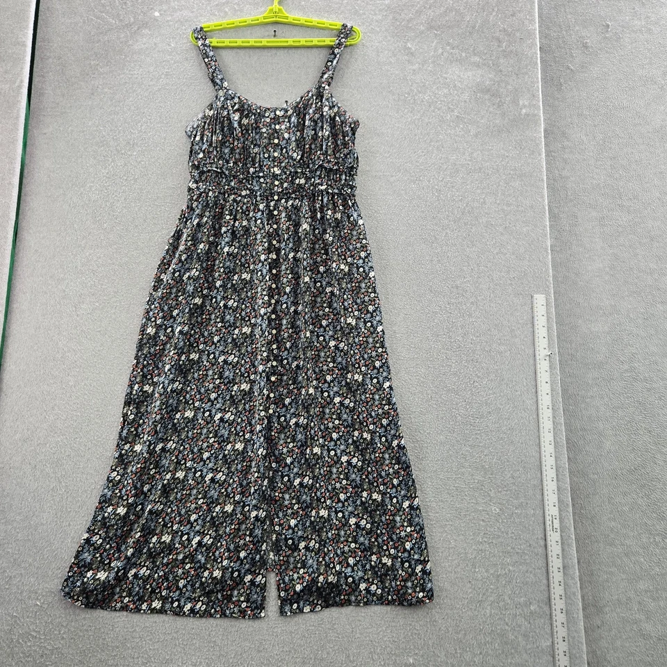 American Eagle Women Dress LARGE Black Floral Sundress Cottagecore Button - Image 1 of 4