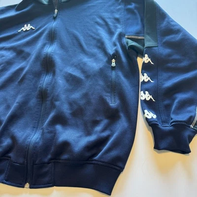 Vintage Kappa Track Jacket Full Zip Navy Blue Side Tape Logo Mens L - Image 1 of 4