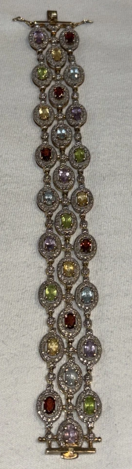 "Brazalete brazalete Ross Simons zafiro oro 18kt sobre plata de ley 6,75"" 34 g" Foto 1 de 4