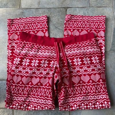 Y2K Xhilaration Red Fair Isle Fleece Lounge Pants L Low Rise Cozy Winter Vibes - Image 1 of 4