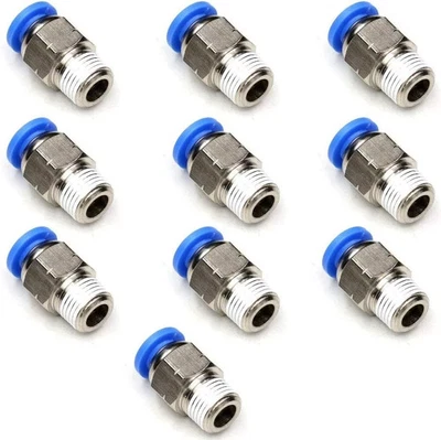 10 Pcs, Pneumatic 6mm OD Tube x 1/4" NPT Male Connector Push to Connect Fitting - Image 1 of 4