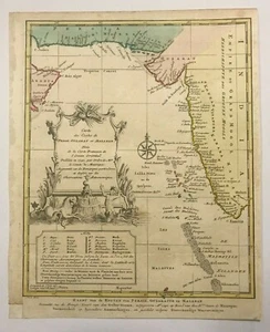 PERSIEN WESTINDIEN MALEDIVEN 1773 NICOLAS BELLIN SCHÖNE ANTIKE KARTE 18. JAHRHUNDERT - Bild 1 von 6