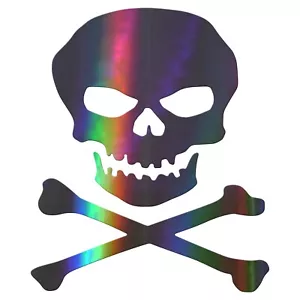Skull Crossbones Sticker - Chrome Skull Decal - Choose Chrome Color And Size - Bild 1 von 6