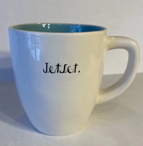 Rae Dunn Artisan Collection Mug by Magenta JETSET White Teal Coffee Tea Cup - Picture 1 of 5