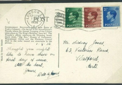 GB KEVIII FDC London RELEVANT PICTURE POSTCARD Usage London 1936 K117a - Image 1 of 4