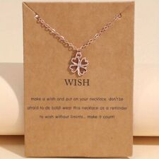 Make A Wish Lucky Charm Clover Necklace Women's Girls Gift rose gold Colour