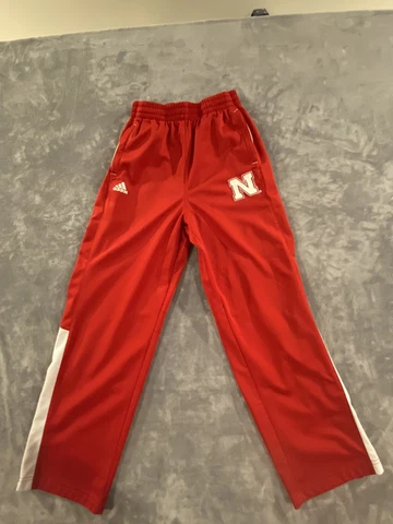 Nebraska Cornhuskers Pants Boy's L 14-16 Red Elastic Drawstring Zip Cuffs NCAA Cover