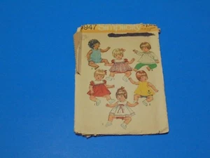 Simplicity Sewing Pattern 5947 Doll Wardrobe For 18"-20" Vinyl Baby Dolls - Picture 1 of 3
