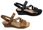 Womens Planet Shoes Poppy Comfortable Leather Wedge Sandals - ModeShoesAU