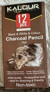 Kalour 12 piece charcoal B & W pencil set NEW Shipping Included - Picture 1 of 2