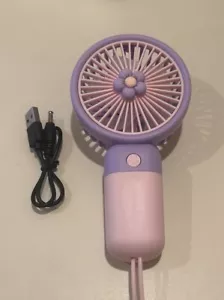 Cute Mini Portable USB Rechargeable Electric Handheld Flower Fan (Pink Purple) - Picture 1 of 2