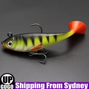 5x 100mm Poddy Mullet Soft Plastic Vibe Flathead Fishing Lure Paddle Tail Redfin - Picture 1 of 7