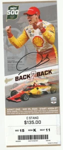 2025 ALEX PALOU signed 109TH INDIANAPOLIS 500 UNUSED TICKET INDY CAR NO STUB - Imagen 1 de 2
