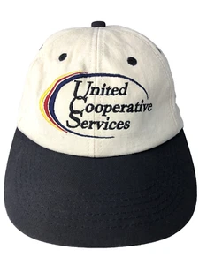 United Cooperative Services Hat Cap Beige Leather Strapback Black Bill - Picture 1 of 11