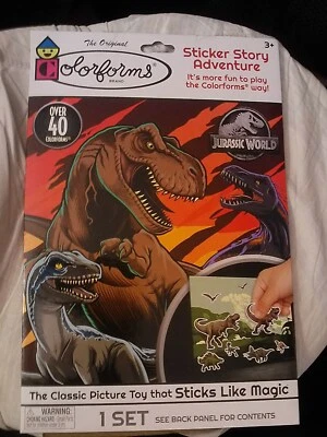 COLORFORMS~JURASSIC WORLD~STICKER STORY ADVENTURE SET~0VER 40 FORMS~2019 NEW/PAC - Image 1 of 4