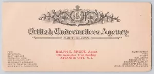 1920er British Underwriters Agency Briefkopf Karte Ralph Brode Atlantic City NJ - Bild 1 von 2