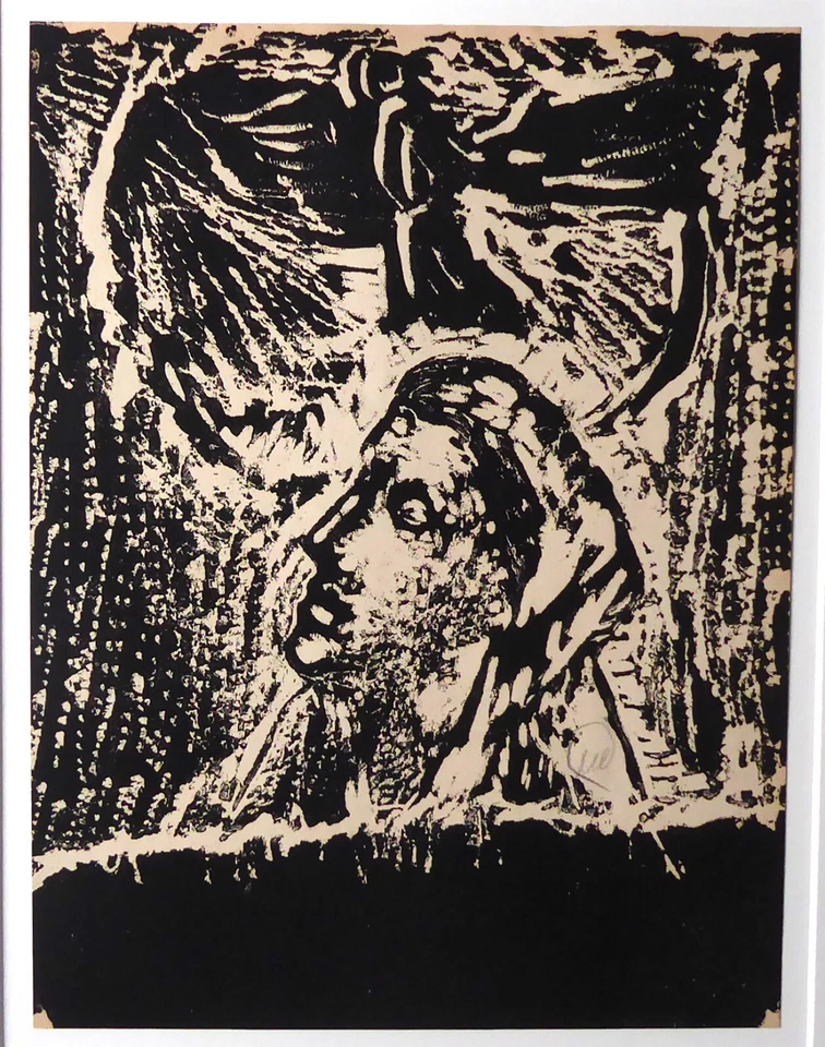 MARKUS LÜPERTZ - OHNE TITEL - AUS: "KRATER UND WOLKE"  NR. 6 - LINOLSCHNITT 1990 - Bild 1 von 4